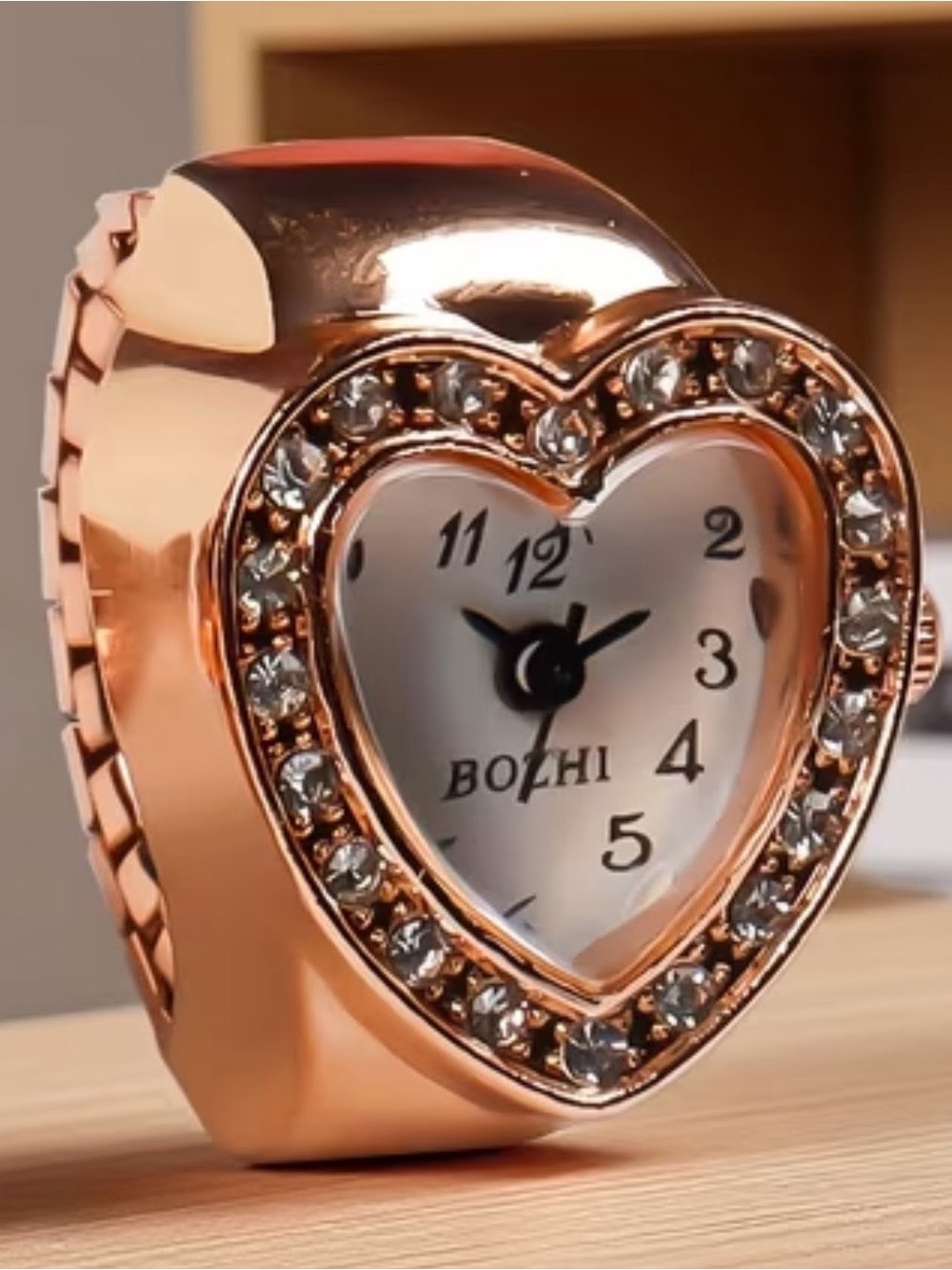 1-Rose Gold Heart Ring fashion Watch with Crystal Border. 

High-End Style